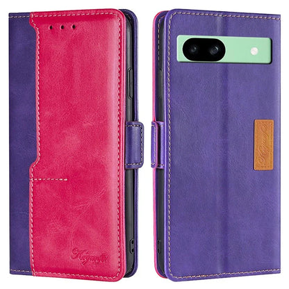 For Google Pixel 8a Cover Color Splicing Double Side Clasp Leather Wallet Phone Case