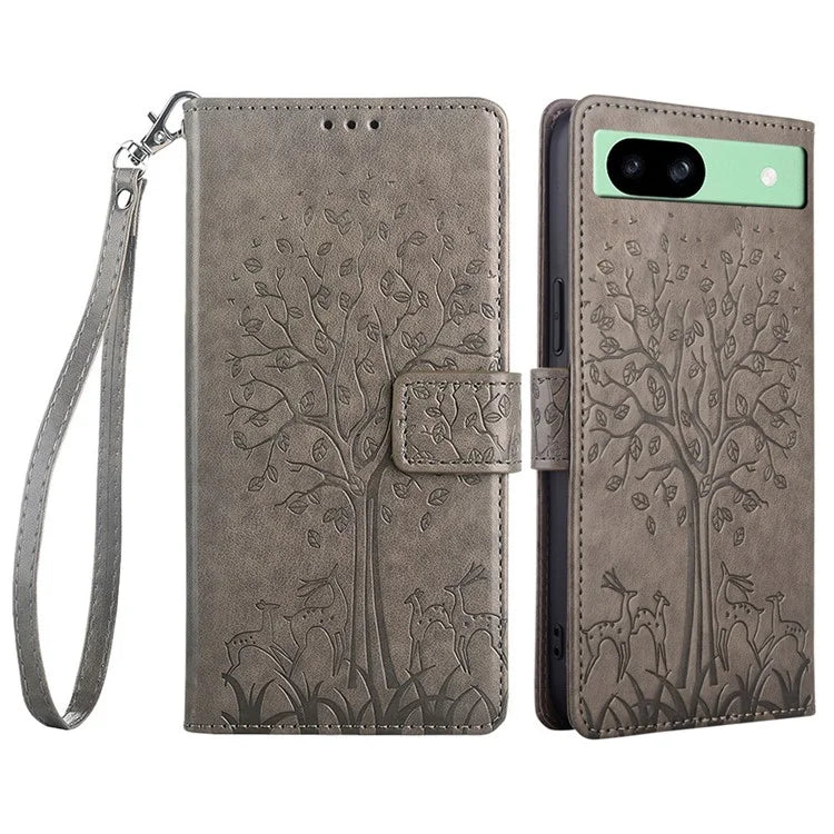 For Google Pixel 8a Case Imprinted Pattern PU Leather Wallet Stand Smartphone Cover