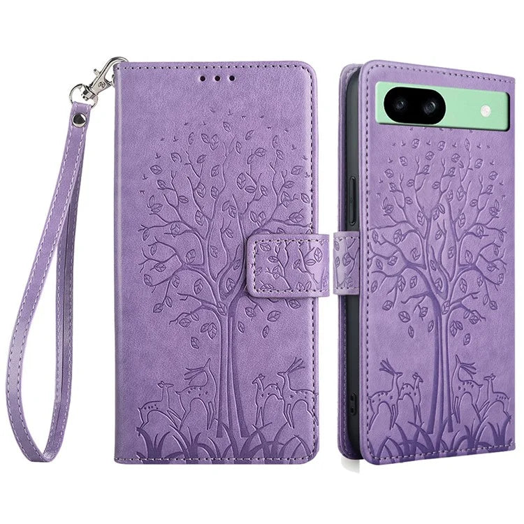 For Google Pixel 8a Case Imprinted Pattern PU Leather Wallet Stand Smartphone Cover
