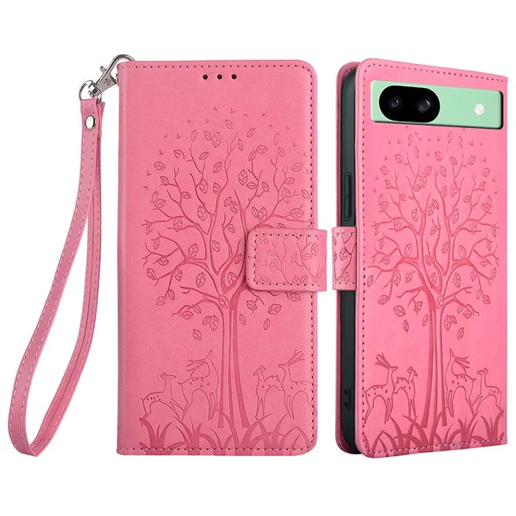 For Google Pixel 8a Case Imprinted Pattern PU Leather Wallet Stand Smartphone Cover