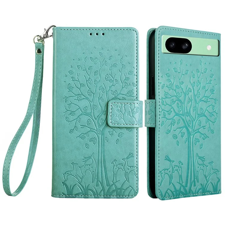 For Google Pixel 8a Case Imprinted Pattern PU Leather Wallet Stand Smartphone Cover