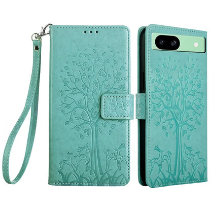 For Google Pixel 8a Case Imprinted Pattern PU Leather Wallet Stand Smartphone Cover