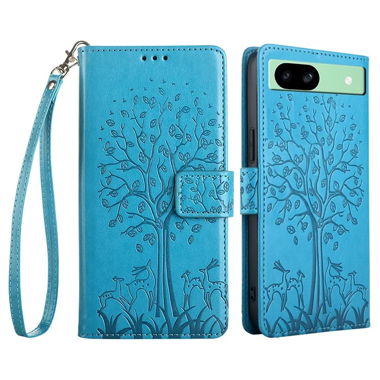 For Google Pixel 8a Case Imprinted Pattern PU Leather Wallet Stand Smartphone Cover