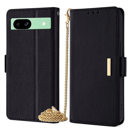For Google Pixel 8a Case RFID Blocking Phone Wallet Cover with Metal Chain Shoulder Strap