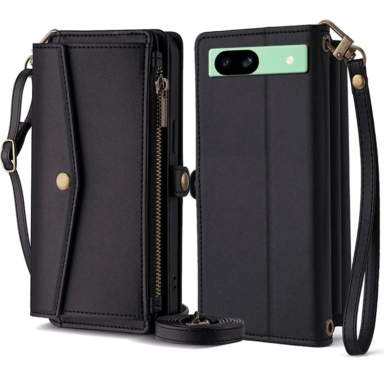 For Google Pixel 8a Case with 6 Card Holder Slots Stand Leather Wallet Purse Handbag Phone Cover