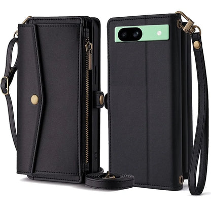 For Google Pixel 8a Case with 6 Card Holder Slots Stand Leather Wallet Purse Handbag Phone Cover