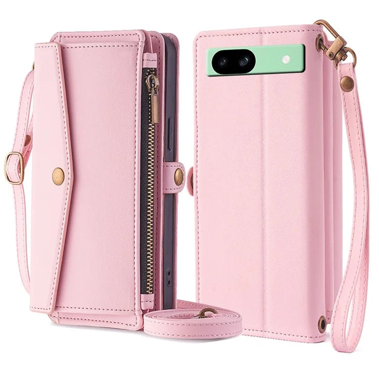 For Google Pixel 8a Case with 6 Card Holder Slots Stand Leather Wallet Purse Handbag Phone Cover