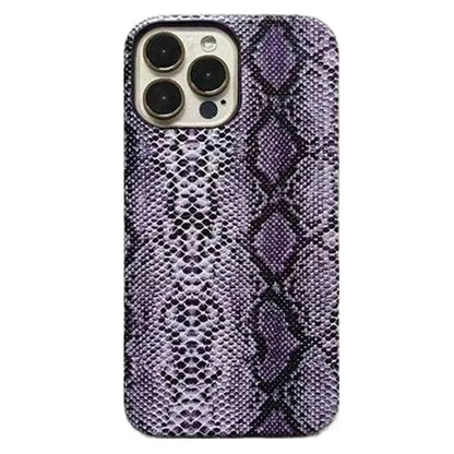 For iPhone 14 Pro Max Incomplete Cover Snake Texture PC+PU Leather Phone Case