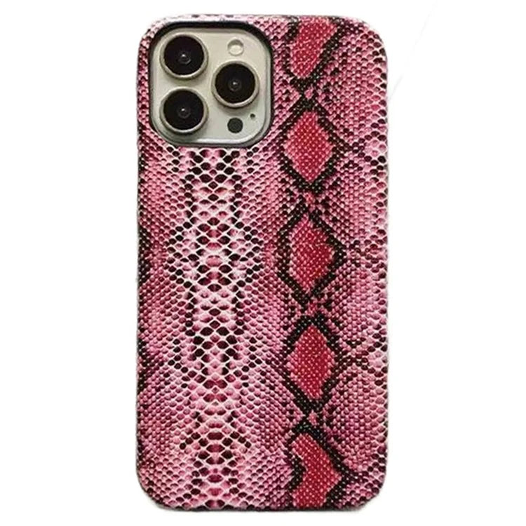 For iPhone 14 Pro Max Incomplete Cover Snake Texture PC+PU Leather Phone Case