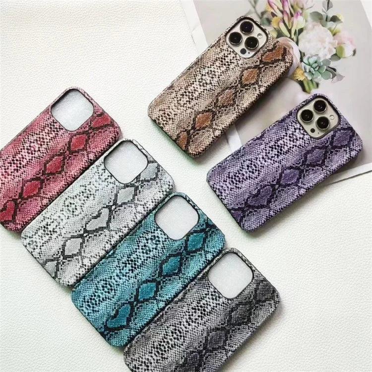 For iPhone 14 Pro Case PC+PU Leather Protective Cover Snake Texture (Not Complete Covering)