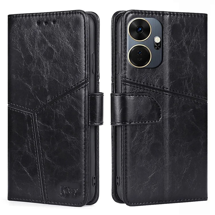 For itel P55+ Case Splicing Design Leather Wallet Stand Shockproof Phone Cover