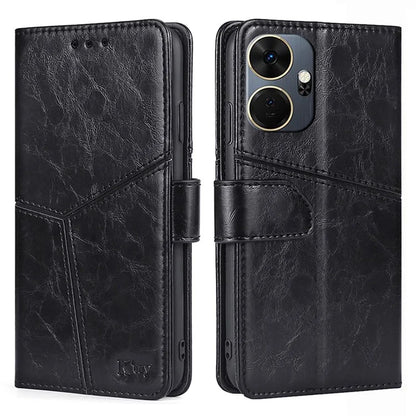 For itel P55+ Case Splicing Design Leather Wallet Stand Shockproof Phone Cover