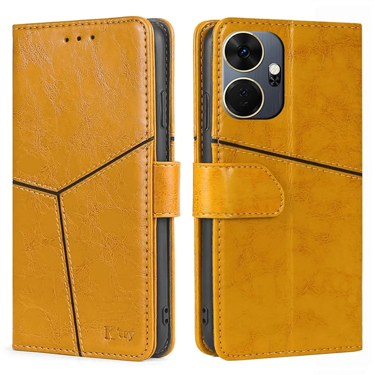 For itel P55+ Case Splicing Design Leather Wallet Stand Shockproof Phone Cover