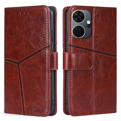For itel P55+ Case Splicing Design Leather Wallet Stand Shockproof Phone Cover