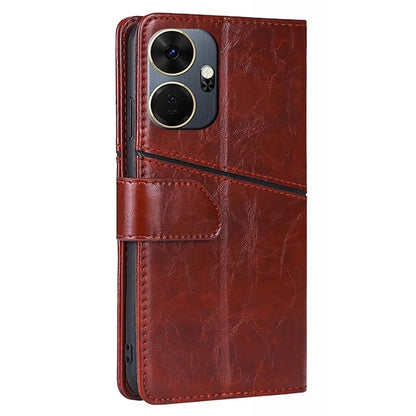 For itel P55+ Case Splicing Design Leather Wallet Stand Shockproof Phone Cover