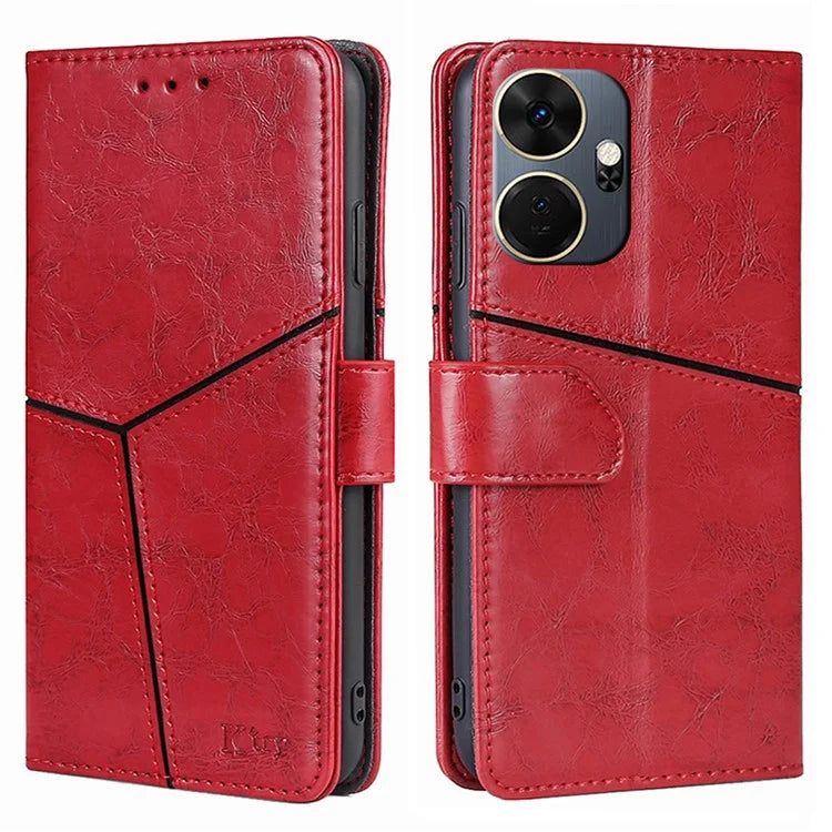 For itel P55+ Case Splicing Design Leather Wallet Stand Shockproof Phone Cover