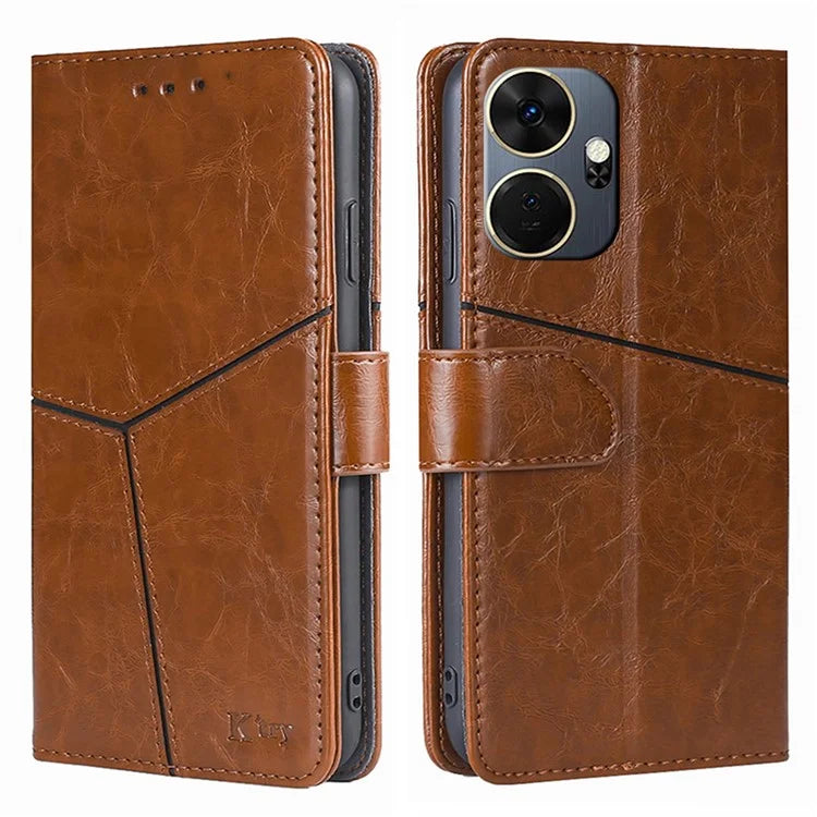 For itel P55+ Case Splicing Design Leather Wallet Stand Shockproof Phone Cover