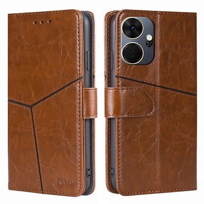 For itel P55+ Case Splicing Design Leather Wallet Stand Shockproof Phone Cover