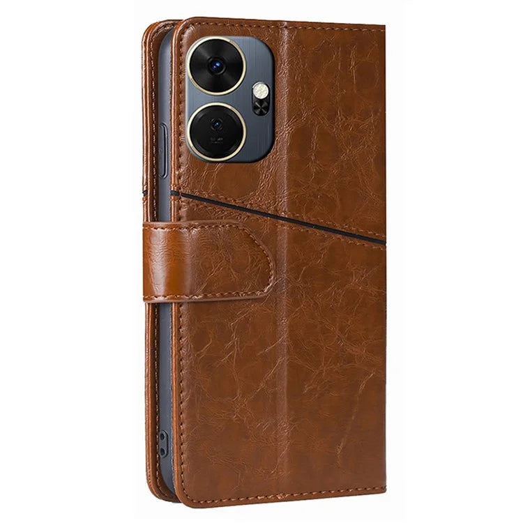 For itel P55+ Case Splicing Design Leather Wallet Stand Shockproof Phone Cover