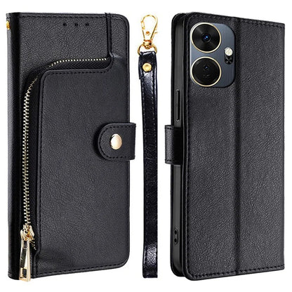 For itel P55+ Case Bump Proof Zipper Pocket Wallet Magnetic Clasp Phone Shell