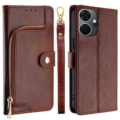 For itel P55+ Case Bump Proof Zipper Pocket Wallet Magnetic Clasp Phone Shell