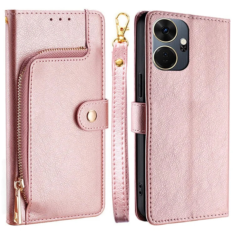 For itel P55+ Case Bump Proof Zipper Pocket Wallet Magnetic Clasp Phone Shell