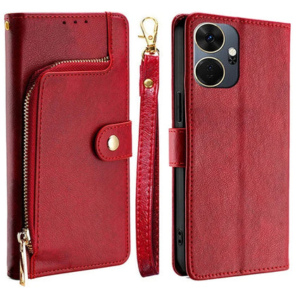 For itel P55+ Case Bump Proof Zipper Pocket Wallet Magnetic Clasp Phone Shell