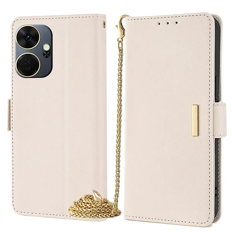 For itel P55+ Case with Chain Shoulder Strap Wallet Leather Phone Cover