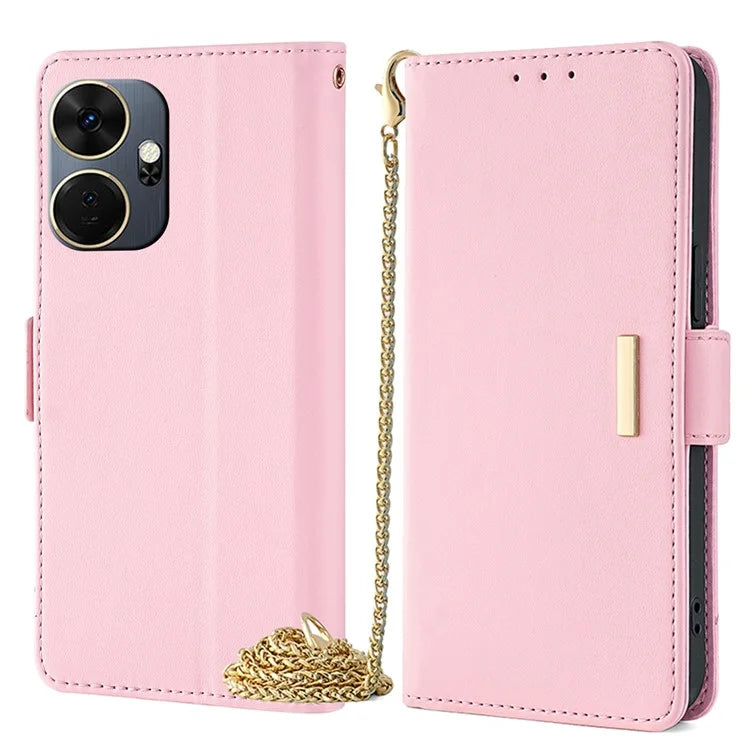 For itel P55+ Case with Chain Shoulder Strap Wallet Leather Phone Cover
