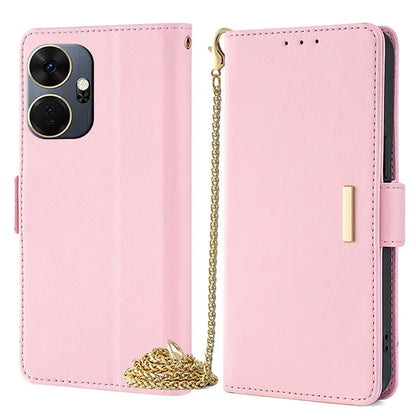 For itel P55+ Case with Chain Shoulder Strap Wallet Leather Phone Cover