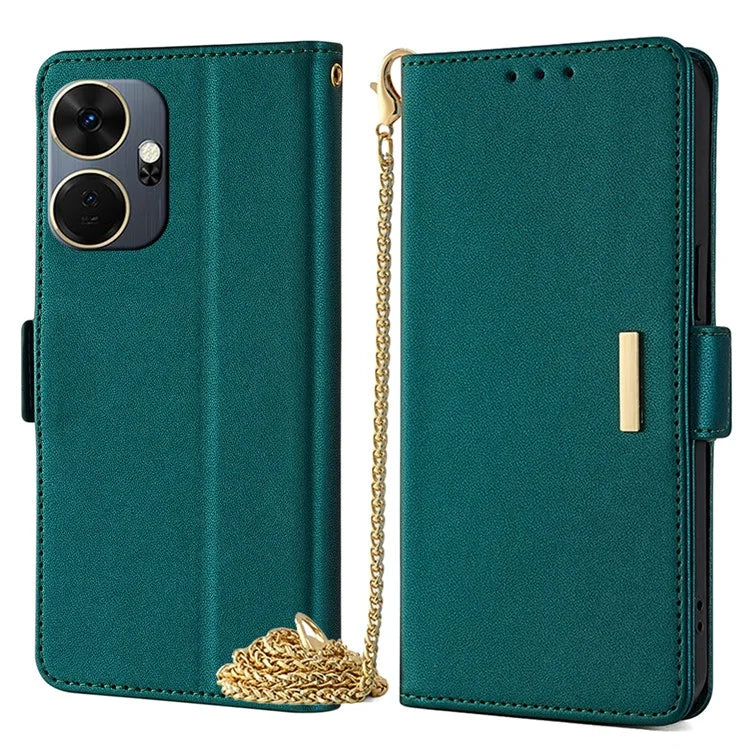 For itel P55+ Case with Chain Shoulder Strap Wallet Leather Phone Cover