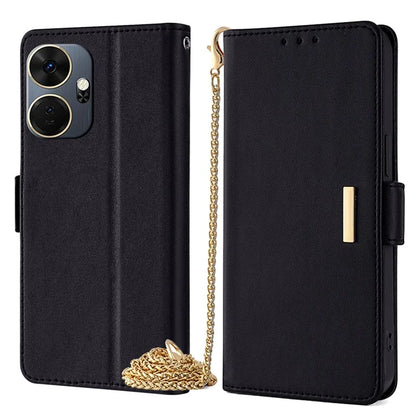 For itel P55+ Case with Chain Shoulder Strap Wallet Leather Phone Cover