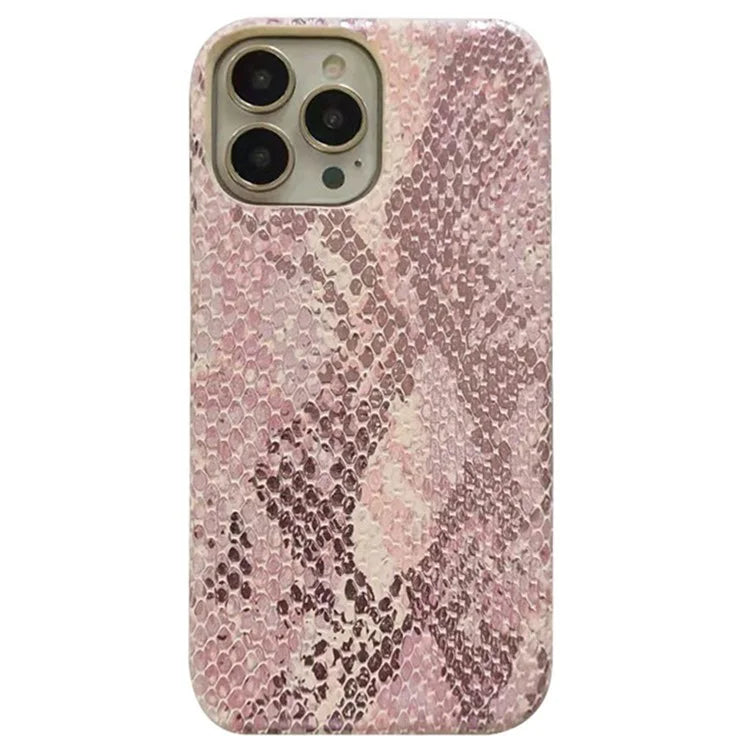 For iPhone 15 Pro Case Lacquered Snake Texture PU Leather+PC Phone Cover