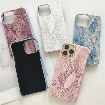For iPhone 15 Pro Case Lacquered Snake Texture PU Leather+PC Phone Cover