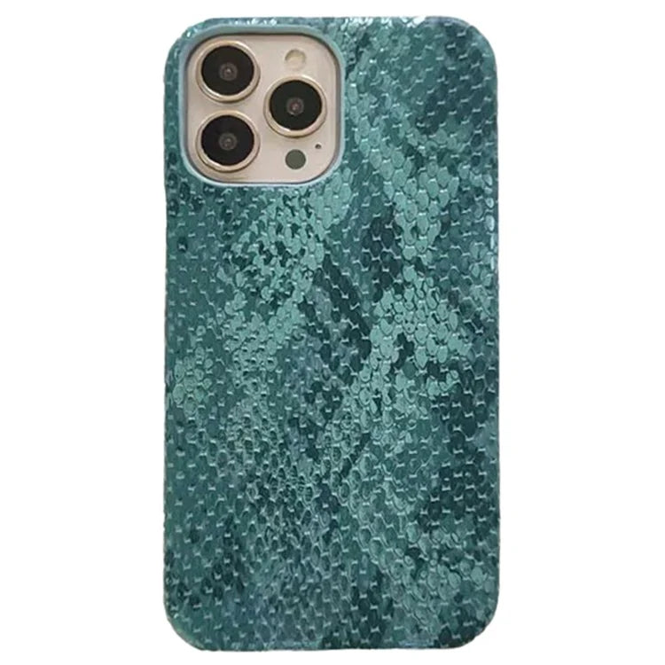 For iPhone 15 Pro Case Lacquered Snake Texture PU Leather+PC Phone Cover