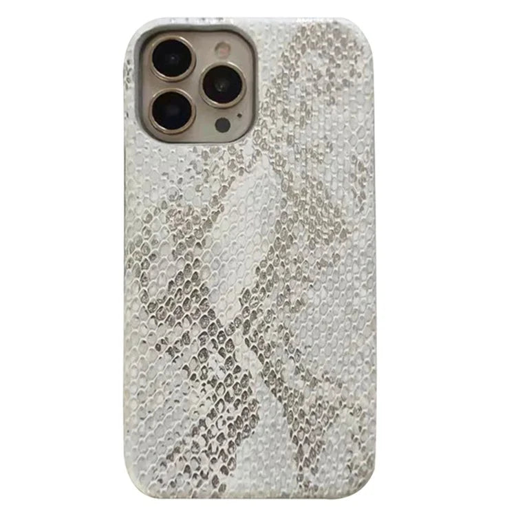 For iPhone 15 Pro Case Lacquered Snake Texture PU Leather+PC Phone Cover