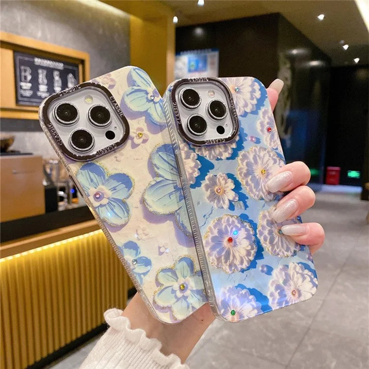 For iPhone 15 Pro Max Mobile Phone Case Pattern PC+TPU+Metal Phone Shell with PC Lens Film