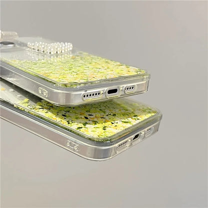 For iPhone 15 Pro Max Case TPU+PC Phone Cover Sequins Rhinestone Decor Love Heart Design
