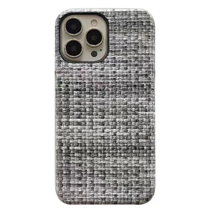 For iPhone 15 Pro Case Straw Mat Texture Heat Dissipation PC+PU Leather Phone Cover
