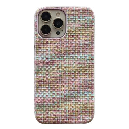 For iPhone 15 Pro Max Phone Shell Heat Dissipation PC+PU Leather Phone Case Straw Mat Texture