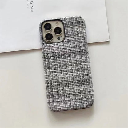 For iPhone 15 Pro Max Phone Shell Heat Dissipation PC+PU Leather Phone Case Straw Mat Texture