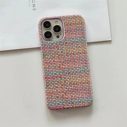 For iPhone 15 Pro Max Phone Shell Heat Dissipation PC+PU Leather Phone Case Straw Mat Texture