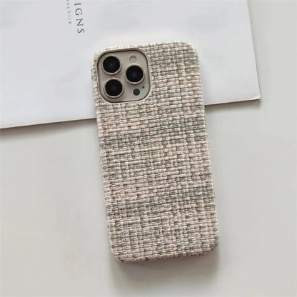 For iPhone 15 Pro Max Phone Shell Heat Dissipation PC+PU Leather Phone Case Straw Mat Texture