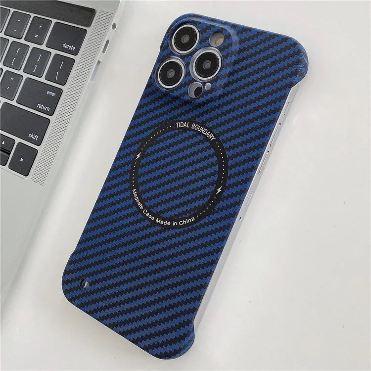 For iPhone 14 Pro Max Anti-scratch Case Frameless PC Phone Back Cover Compatible with Magsafe+Black
