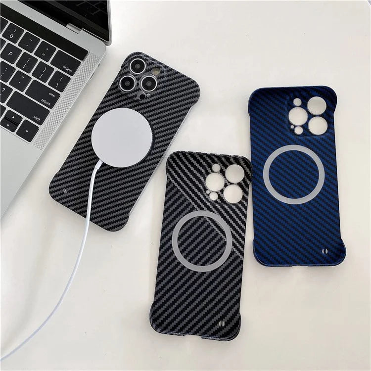 For iPhone 14 Pro Max Anti-scratch Case Frameless PC Phone Back Cover Compatible with Magsafe+Black