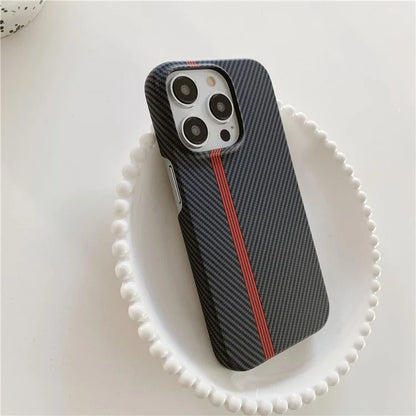 For iPhone 14 Pro Max Phone Case Carbon Fiber Texture Microfiber Lining + PC Incomplete Back Cover