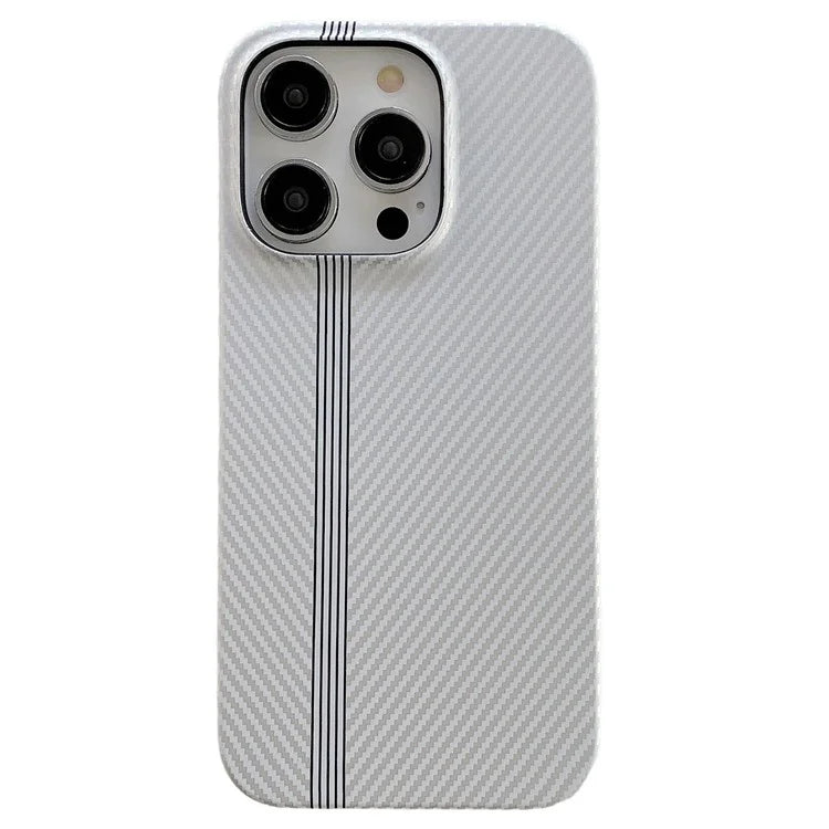 For iPhone 14 Pro Max Phone Case Carbon Fiber Texture Microfiber Lining + PC Incomplete Back Cover