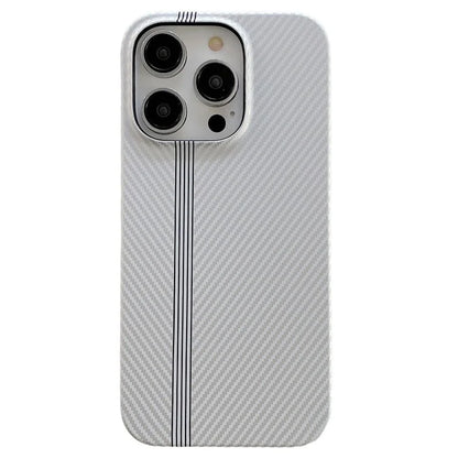 For iPhone 14 Pro Max Phone Case Carbon Fiber Texture Microfiber Lining + PC Incomplete Back Cover
