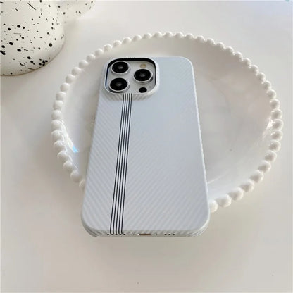 For iPhone 14 Pro Max Phone Case Carbon Fiber Texture Microfiber Lining + PC Incomplete Back Cover
