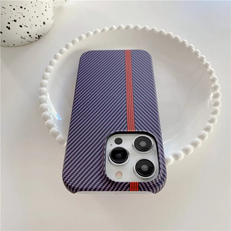 For iPhone 14 Pro Max Phone Case Carbon Fiber Texture Microfiber Lining + PC Incomplete Back Cover